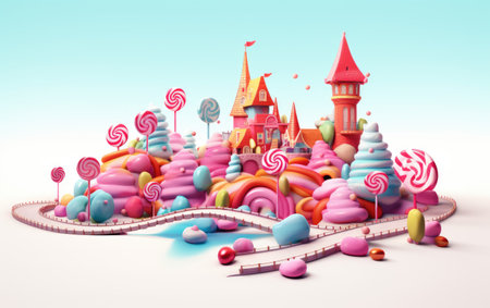 Amazing Candy Land Adventure Game Isolated On White Backgroundの素材