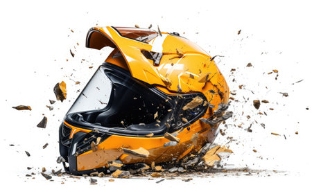 Yellow Crash Helmet of Bike Isolated on White Backgroundの素材