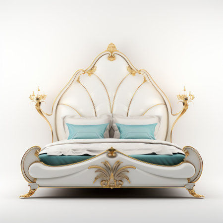 Luxurious Bliss Bed on White or PNG Transparent Backgroundの素材