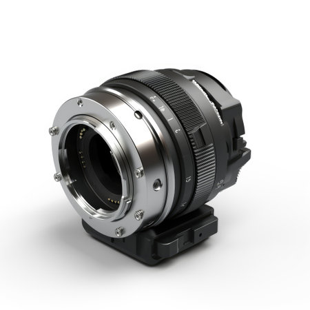 Lens Mount Adapter Photo on White or PNG Transparent Backgroundの素材