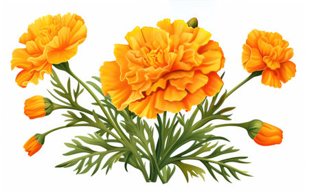 Floral Beauty Marigold on White or PNG Transparent Backgroundの素材
