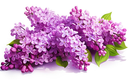 Lilac Blooms Floral Beauty on White or PNG Transparent Backgroundの素材