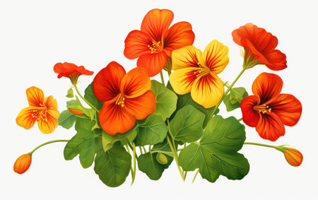 Nasturtium View on White or PNG Transparent Backgroundの素材
