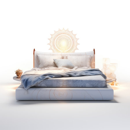 Radiant Slumber Bed on White or PNG Transparent Backgroundの素材