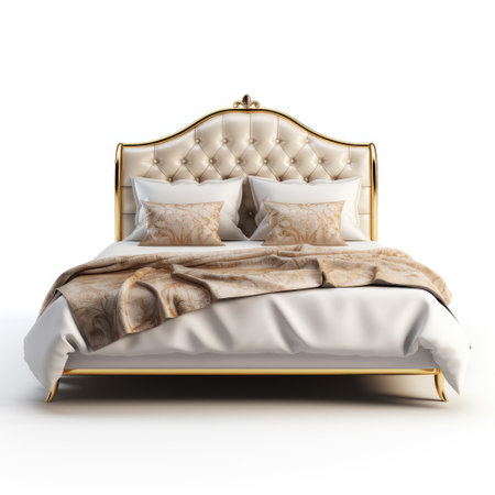 Plush Comfort Regal Bed on White or PNG Transparent Backgroundの素材
