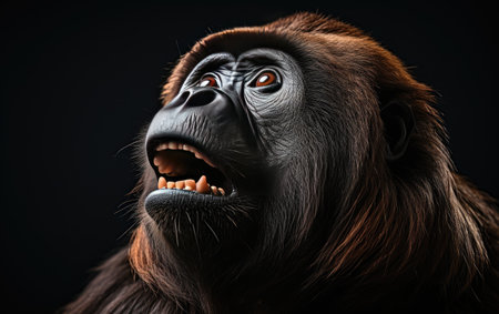 Good Looking Black Color Howler Monkey Isolated on White Backgroundの素材