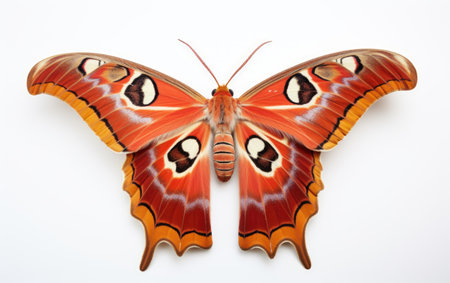 Good Looking Colorful Atlas Moth Attacus Isolated on White Backgroundの素材