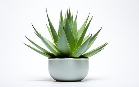 Beautiful Arrangement Green Agave Agave Isolated on White Backgroundの素材