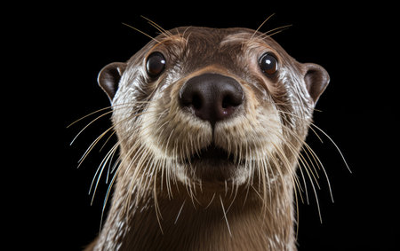 Fascinating Giant River Otter Pteronura Isolated on White Backgroundの素材