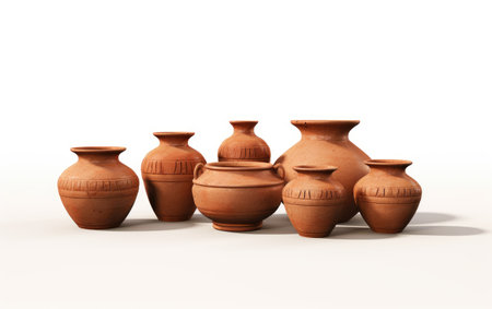 Timeless Beauty in Handcrafted Terracotta Pottery on a White or Clear Surface PNG Transparent Backgroundの素材