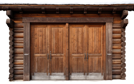Timber Doors Blending Style and Durability on a White or Clear Surface PNG Transparent Backgroundの素材