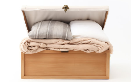 Tidy Bedroom Spaces with the Bed Linen Storage Chest Isolated on a Transparent Background PNG.の素材