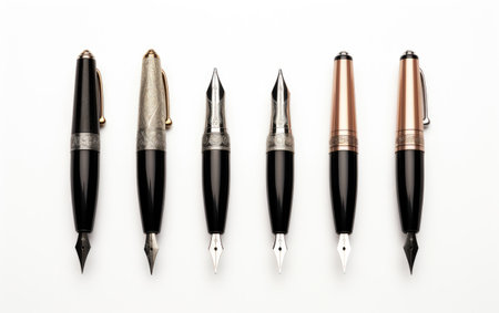 A Visual Journey into Calligraphy Nibs and Creative Writing Tools Isolated on a Transparent Background PNG.の素材