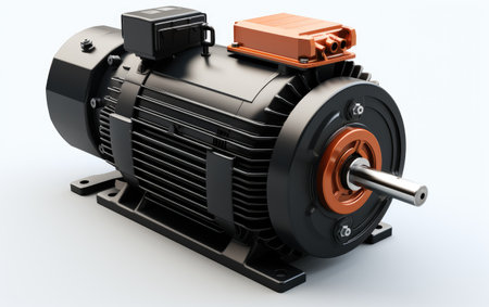 A Realistic Image Showcase of an Inverter Motor on White or PNG Transparent Backgroundの素材