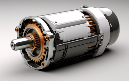 A Realistic Image Showcase of a Low Torque Motor on White or PNG Transparent Backgroundの素材