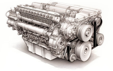 A Realistic Image Showcase of a Linear Engine on White or PNG Transparent Backgroundの素材