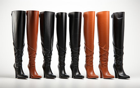 Realistic Imagery of Over the Knee Boots Making a Statement on White or PNG Transparent Backgroundの素材