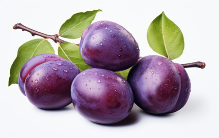 A Detailed Rendering of a Realistic Plum, Bursting with Freshness and Flavor on White or PNG Tarnsparent Backgroundの素材
