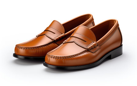 Realistic Imagery Showcasing Trendy Penny Loafers Style on White or PNG Tarnsparent Backgroundの素材