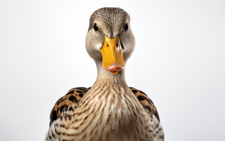 Mallard duck vibrant plumage Isolated on White Backgroundの素材
