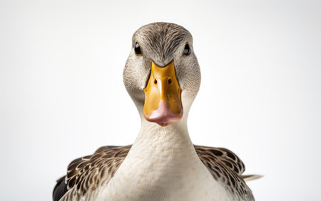 Mallard duck vibrant plumage Isolated on White Backgroundの素材