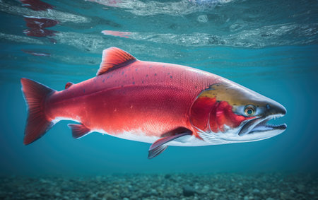 Sockeye Salmon Tenacious Spawner Isolated on a Transparent Background PNG.の素材