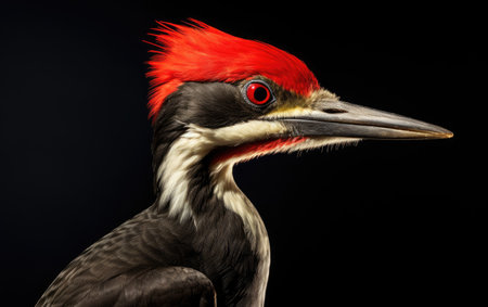 Pileated Woodpecker Insect-Hunting Specialist Isolated on a Transparent Background PNG.の素材
