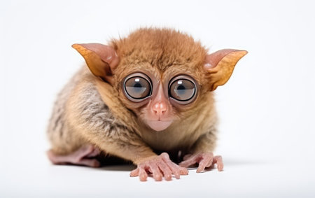 Tarsier Nocturnal Primate Isolated on a Transparent Background PNG.の素材