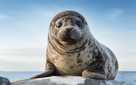 Hooded Seal Vocal Performer Isolated on a Transparent Background PNGの素材