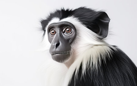 Black and White Colobus Canopy Dweller Isolated on a Transparent Background PNGの素材