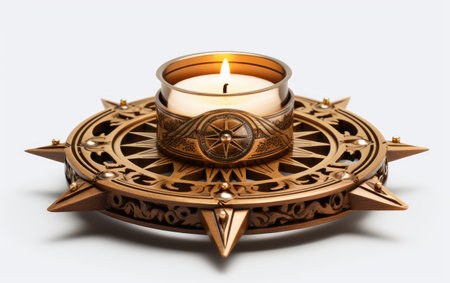Celestial Compass Candleholder Heavenly Glow on a White or Clear Surface PNG Transparent Backgroundの素材