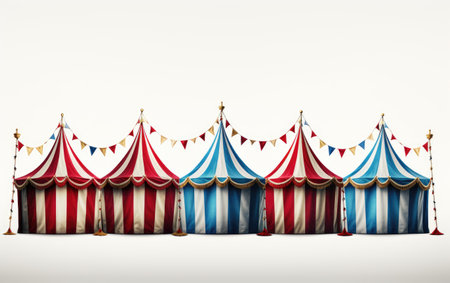 Vibrant Circus Celebration Flags Adorn Show on a White or Clear Surface PNG Transparent Backgroundの素材