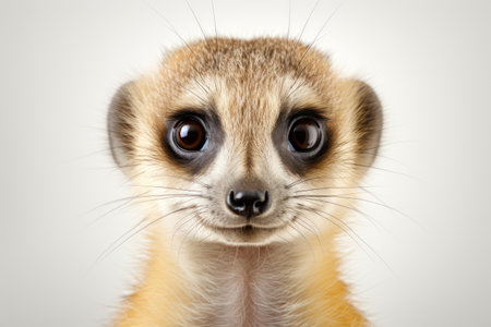 Young Calm Suricate Standing on a White or Clear Surface PNG Transparent Backgroundの素材