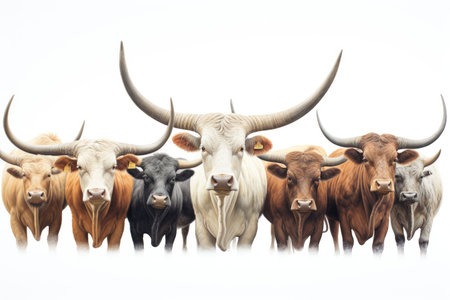 Ankole Watusi Long Horned cattle on a White or Clear Surface PNG Transparent Backgroundの素材