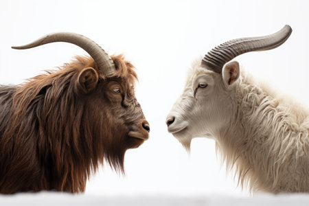 Mixed Grazing Goat and Buffalo on a White or Clear Surface PNG Transparent Backgroundの素材