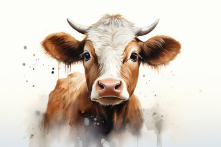 Countrysides Guardian Majestic Bovine Presence on a White or Clear Surface PNG Transparent Backgroundの素材