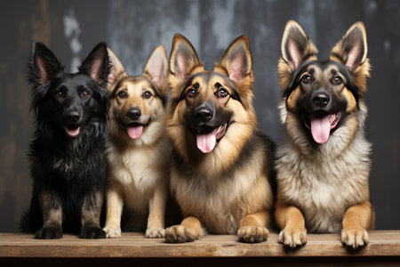 Versatile Companions German Shepherd Mix Group on a White or Clear Surface PNG Transparent Backgroundの素材