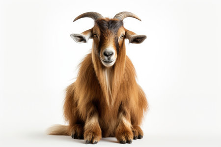 Tranquil Goat Sitting Calm Contentment on a White or Clear Surface PNG Transparent Backgroundの素材