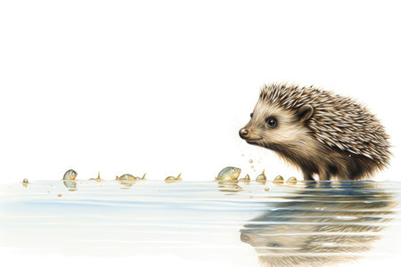 Spiny Explorer Fishy Hedgehog Companion on a White or Clear Surface PNG Transparent Backgroundの素材