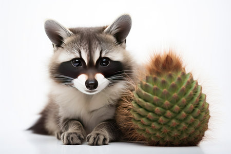 Cat and Funny Raccoon Chronicles on a White or Clear Surface PNG Transparent Backgroundの素材
