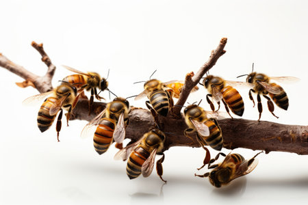 Arboreal Bee Pollinators Collective Harmony on a White or Clear Surface PNG Transparent Backgroundの素材