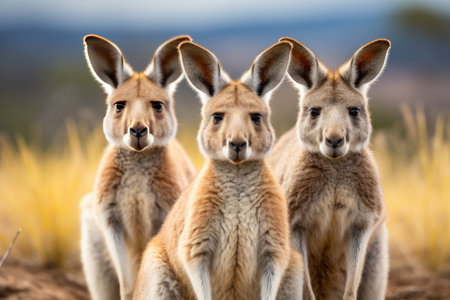 Grouped Kangaroos Outback Harmony Abounds on a White or Clear Surface PNG Transparent Backgroundの素材
