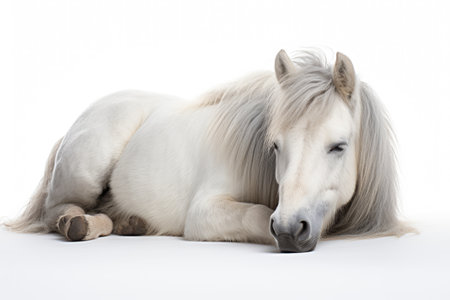 Silent Slumber Resting Graceful Horse on a White or Clear Surface PNG Transparent Backgroundの素材