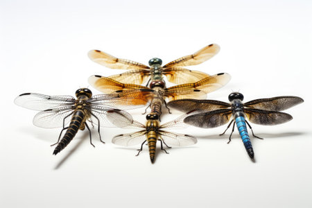 Curious Dog Dragonfly Encounters Unusual Bond on a White or Clear Surface PNG Transparent Backgroundの素材
