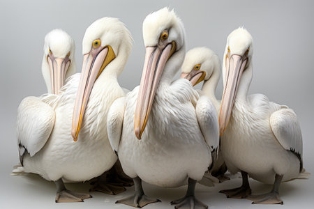 Coastal Avian Gathering Pelican Buzz on a White or Clear Surface PNG Transparent Backgroundの素材