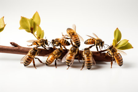 Arboreal Bee Pollinators Collective Harmony on a White or Clear Surface PNG Transparent Backgroundの素材