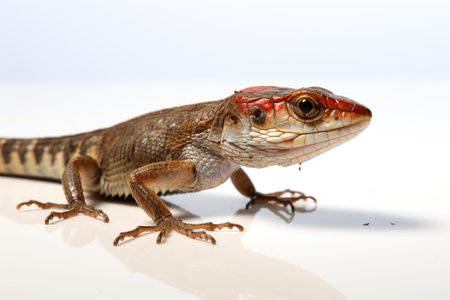Colorful Encounter Skink and Dragonfly on a White or Clear Surface PNG Transparent Backgroundの素材