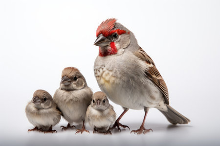 Flock of Sparrows Chirping Unity Reigns on a White or Clear Surface PNG Transparent Backgroundの素材