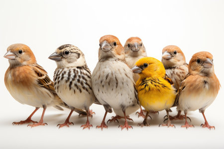 Gathering of Sparrows Melodic Communion on a White or Clear Surface PNG Transparent Backgroundの素材