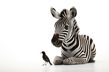 Unexpected Meeting Zebra and Mouse on a White or Clear Surface PNG Transparent Backgroundの素材